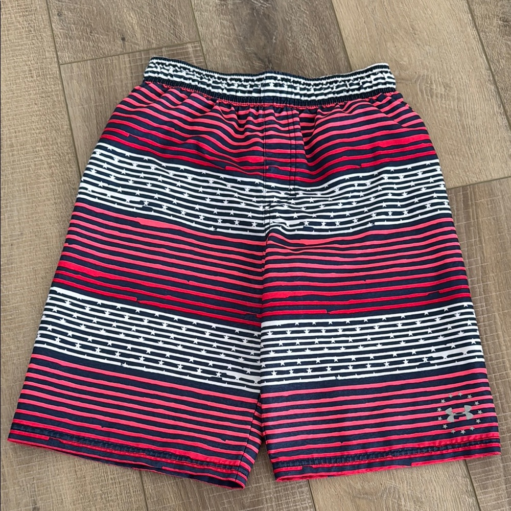 Under Armour Red, White and Blue Swim Trunks